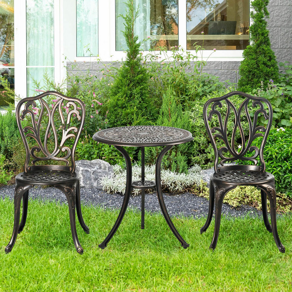 Outsunny 2 Seater Garden Bistro Set Bronze Image 1