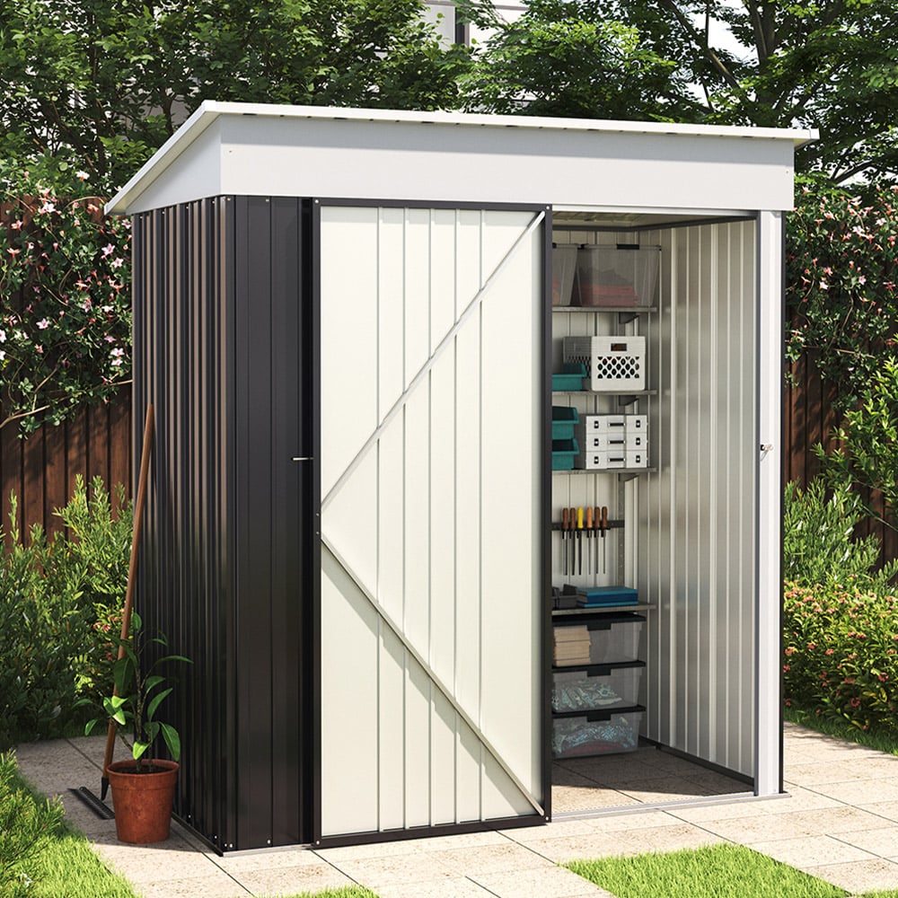 Living and Home 3 x 5ft Zinc Steel Storage Shed with Shelves Image 8