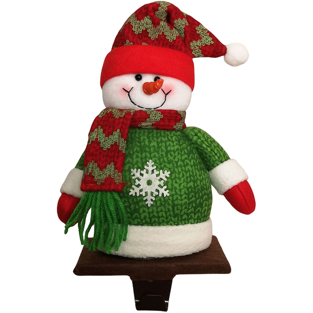 Samuel Alexander Red Plush Christmas Snowman Stocking Holder 28cm Image 1