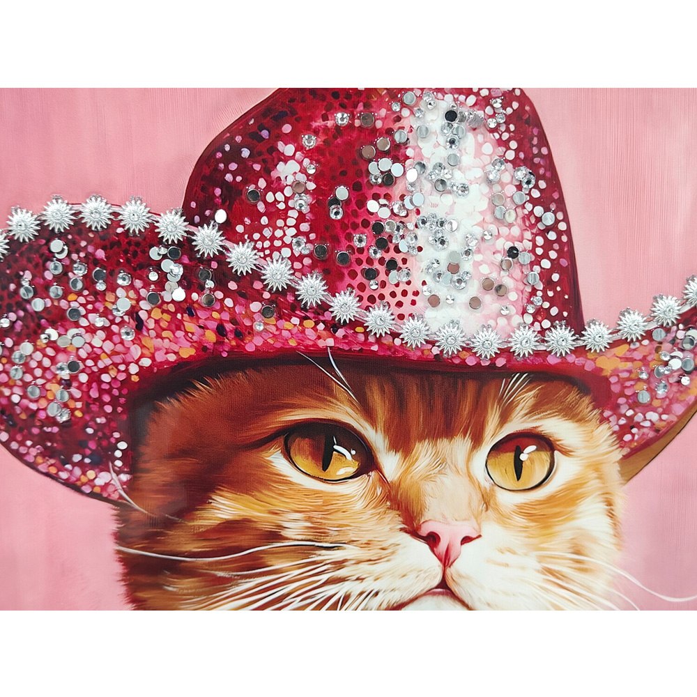 Cowboy Cat Framed Canvas Pink Image 4