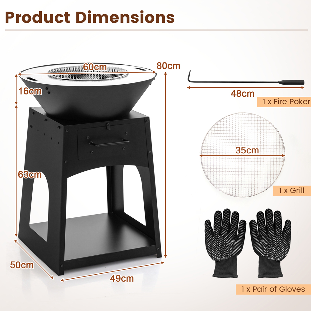 Costway Black Heavy Duty Fire Pit Image 9