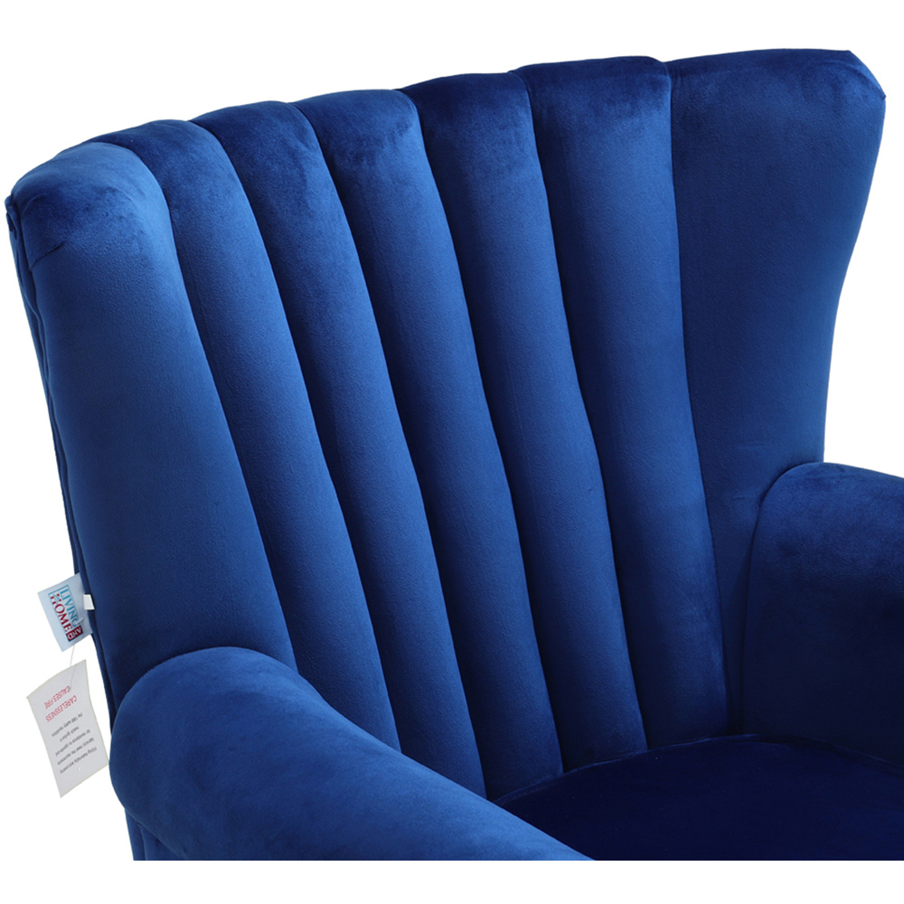 Living and Home Dark Blue Vintage Armchair with Rubberwood Legs Image 4