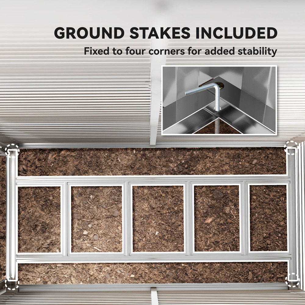 Outsunny Galvanised Metal Grey Garden Shed with Foundation Kit 5 x 9ft Image 8