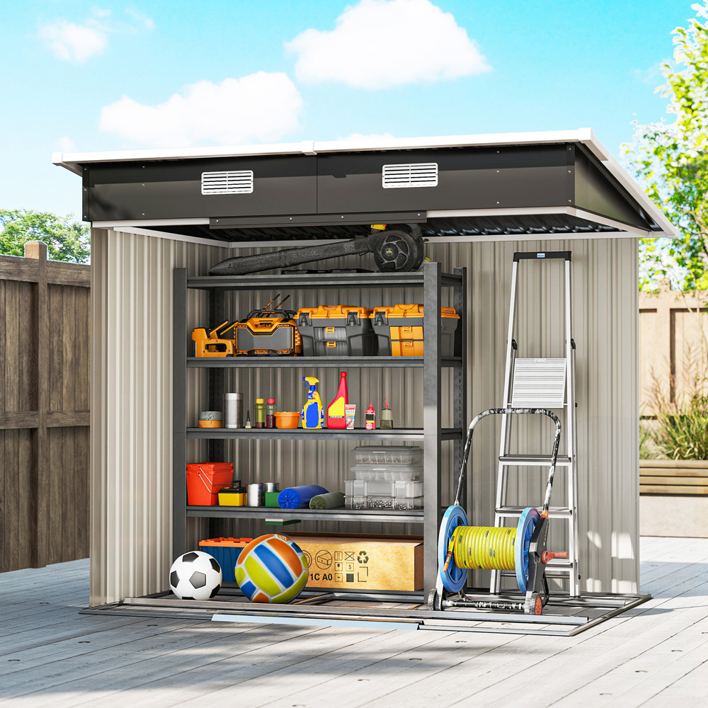 Outsunny 7 x 4ft Black Garden Storage Shed Image 3