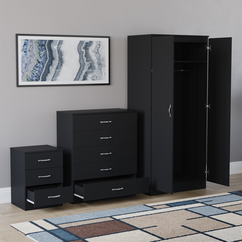 VIDA DESIGNS Riano Black 3 Piece Bedroom Furniture Set Image 4