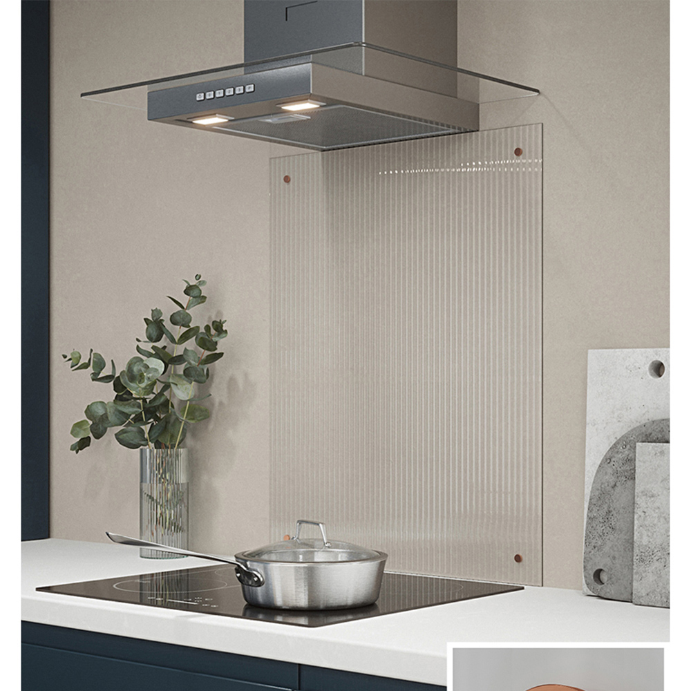 Fluted Clear Glass Kitchen Splashback with Brushed Copper Caps 600 x 750 x 4mm Image 4