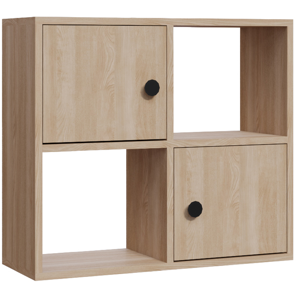 Decorotika Tuttle 2 Door 2 Open Shelf Oak Bookcase Image 2