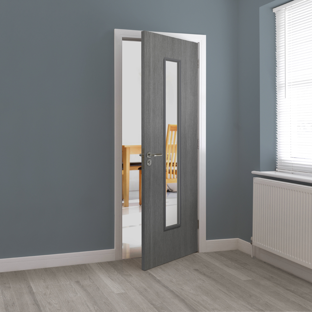 JB Kind Pintado Plain Flush Grey Glazed Internal Door 1981 x 762mm Image 2