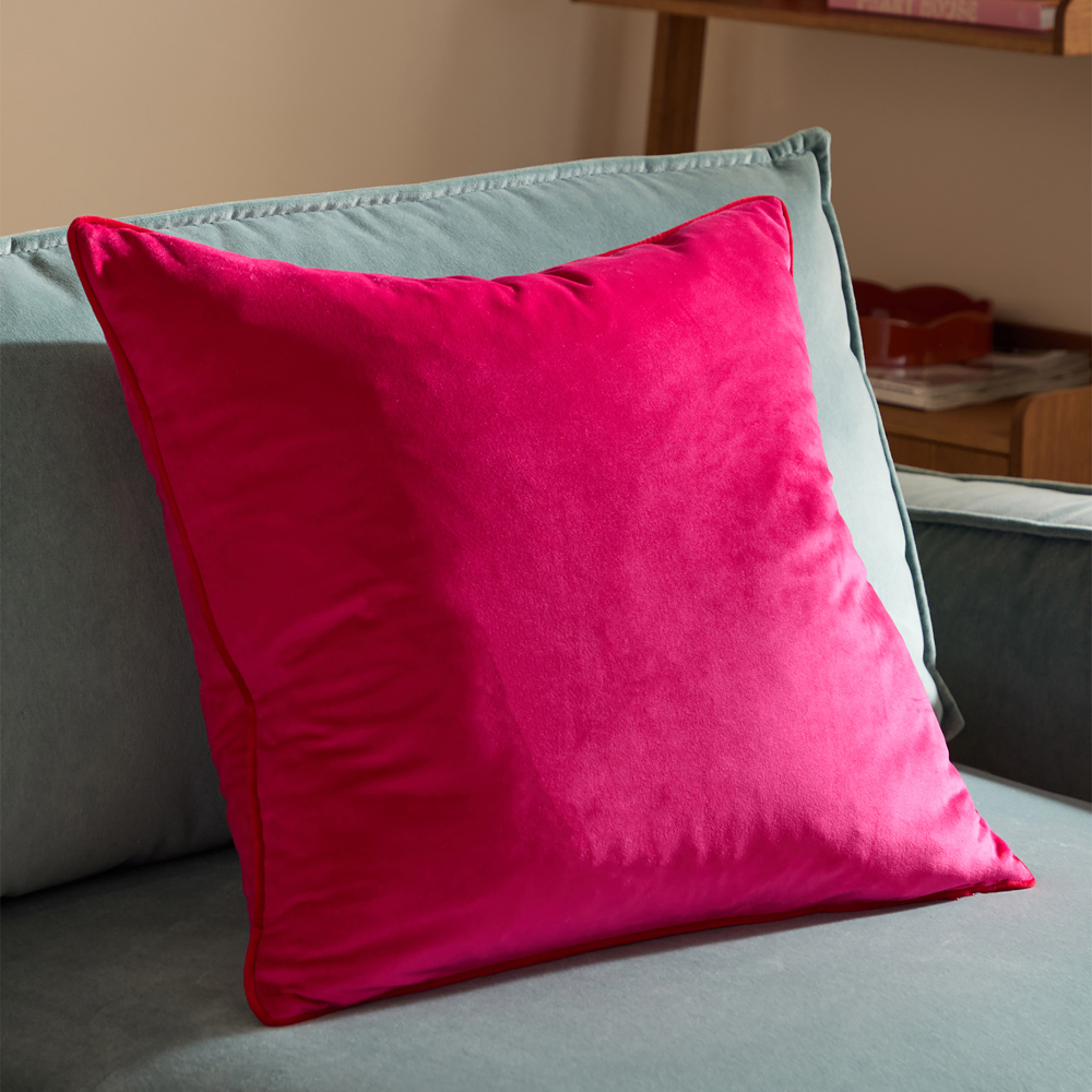 Furn Meridian Pink and Red Velvet Cushion 55 x 55cm Image 2