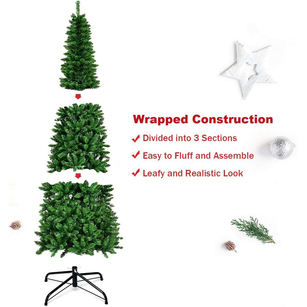 Shatchi Warm White LED Pre-Lit Slim Pencil Artificial Christmas Tree 6ft Image 5