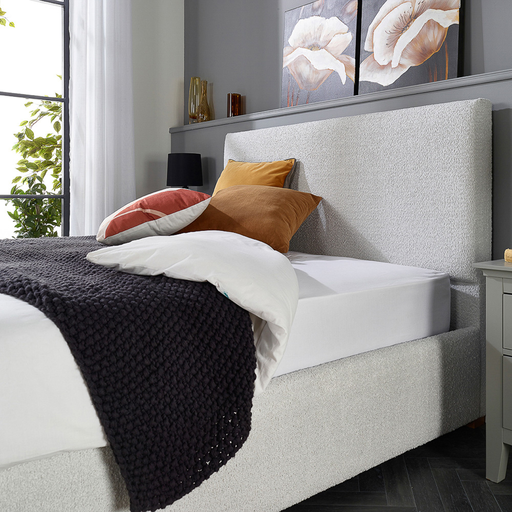 Aspire King Size Platinum Boucle Upholstered Garland Ottoman Bed Frame Image 3