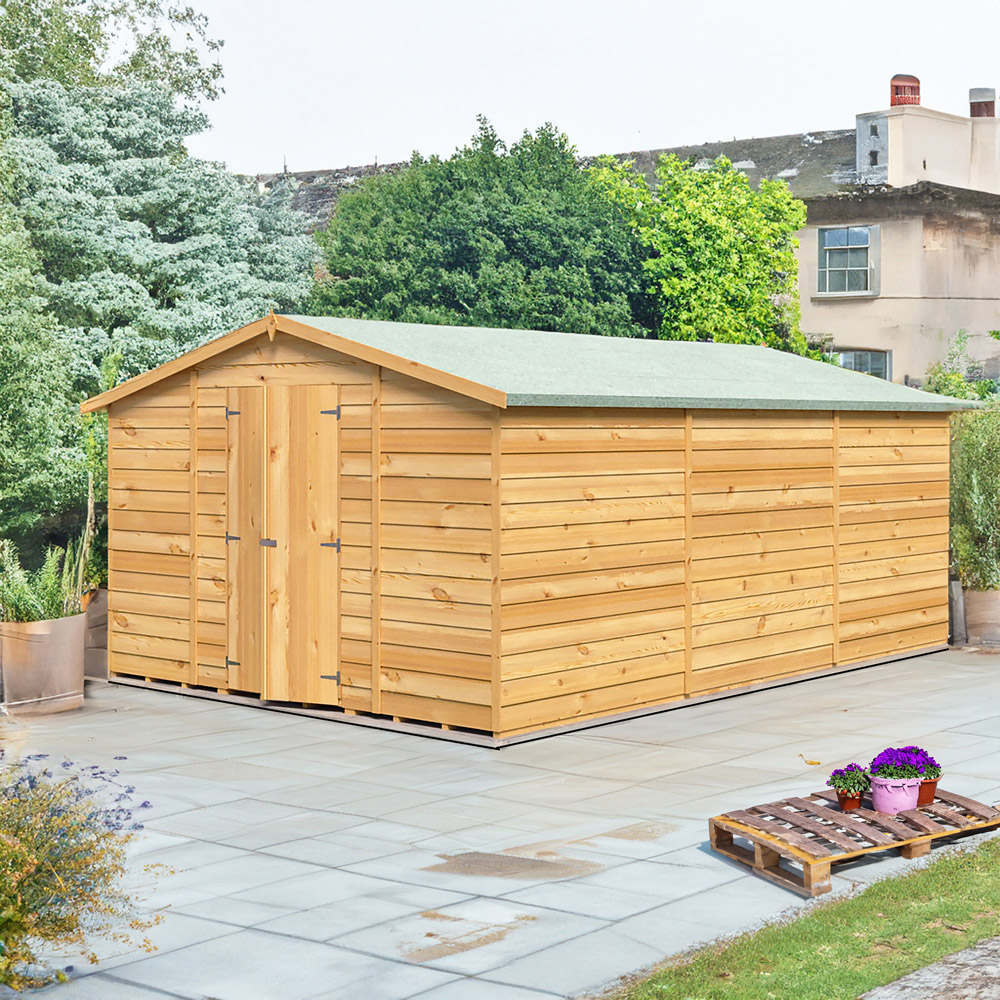 Shire 10 x 15ft Double Door Overlap Apex Wooden Shed Image 2
