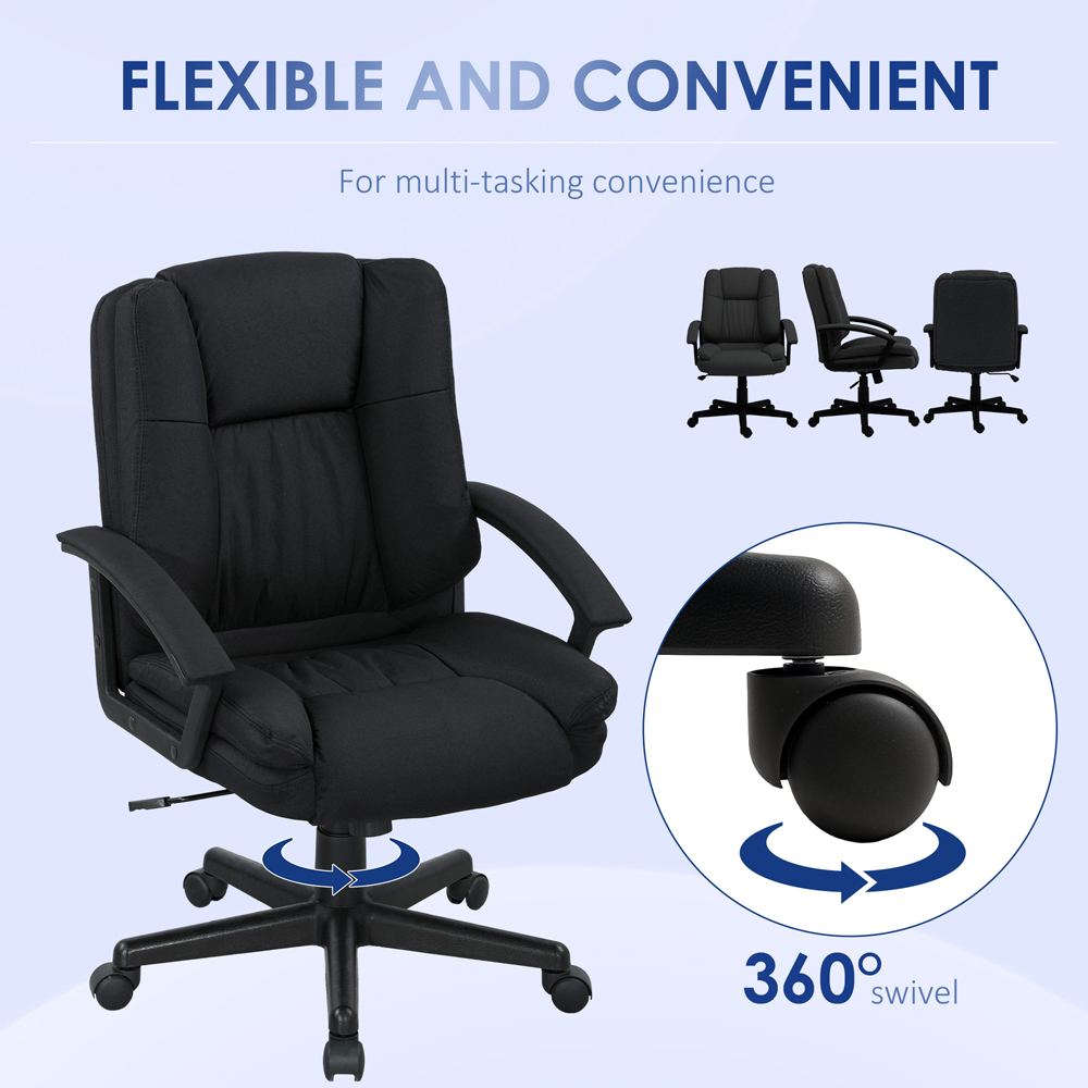 HOMCOM Black Swivel Mid Back Office Chair Image 6