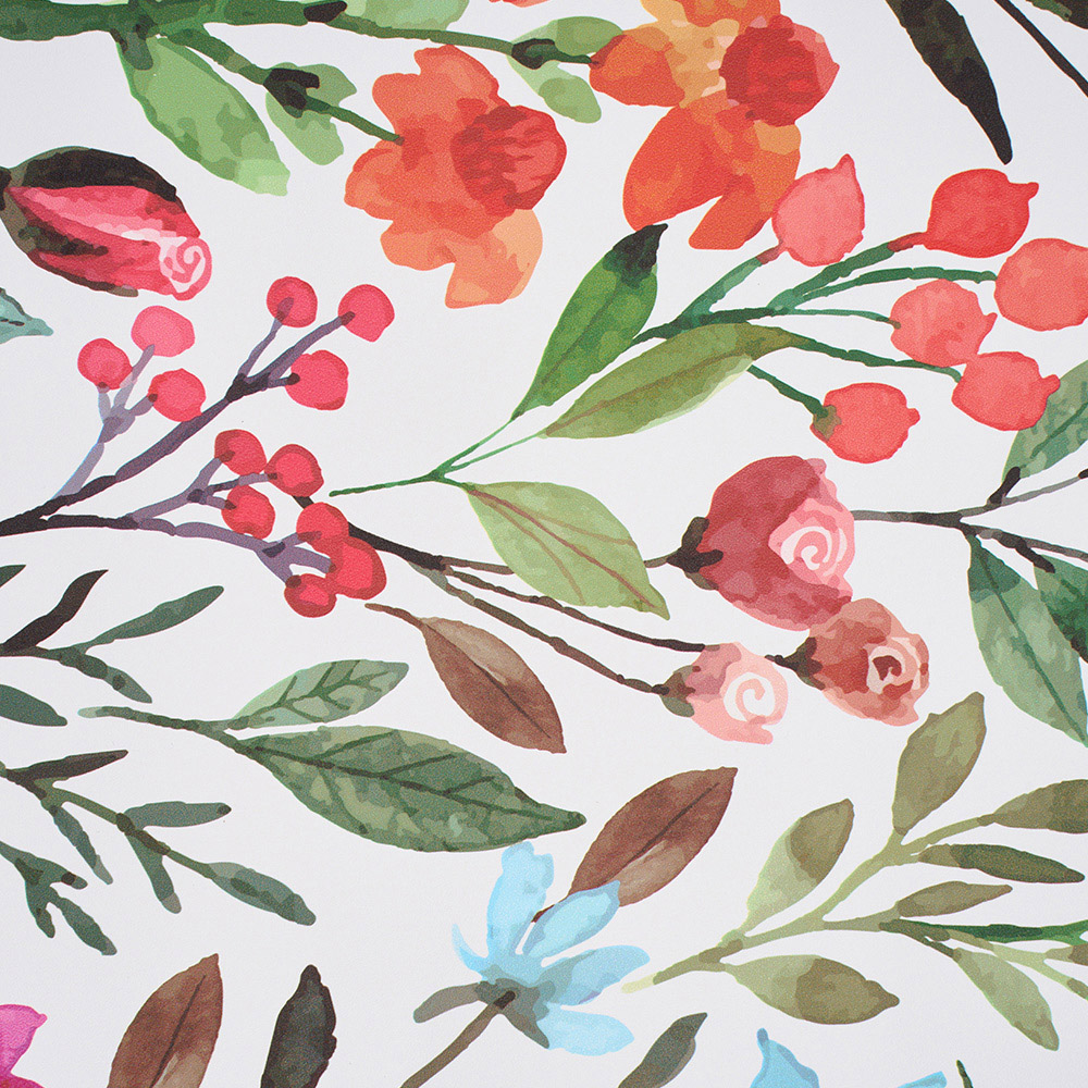 Living and Home Floral Pattern Red and White Peel and Stick Wallpaper Image 1