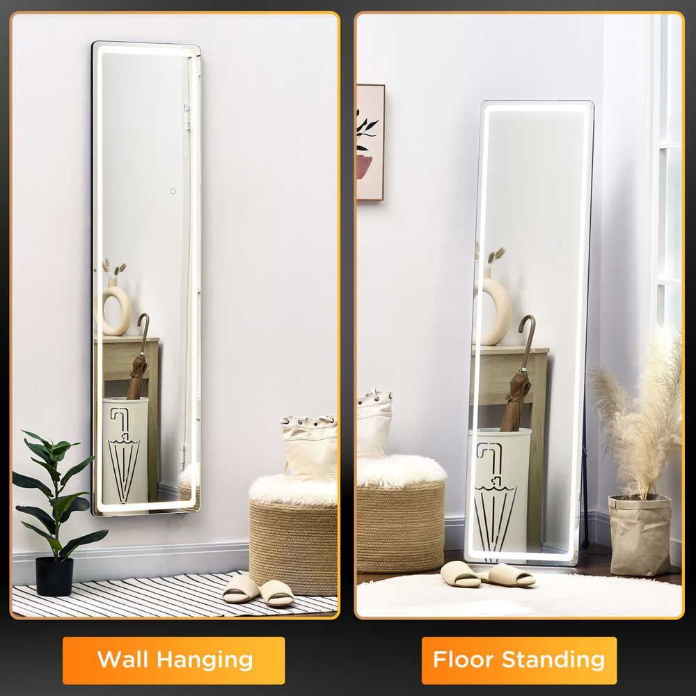 Portland Lighted Aluminium frame Full Length LED Floor Mirror 160 x 40cm Image 8