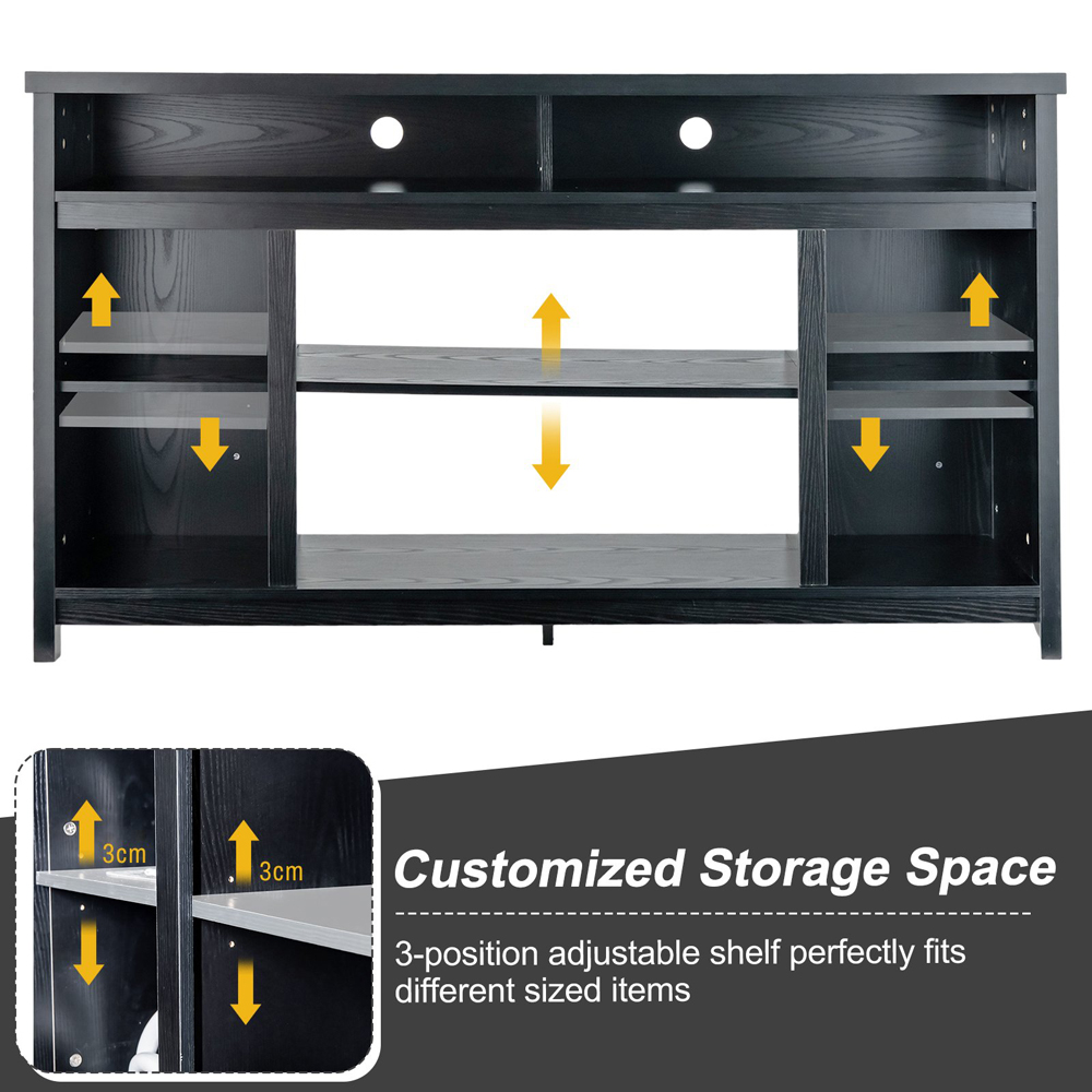 Costway Black TV Unit with Adjustable Shelves Image 6