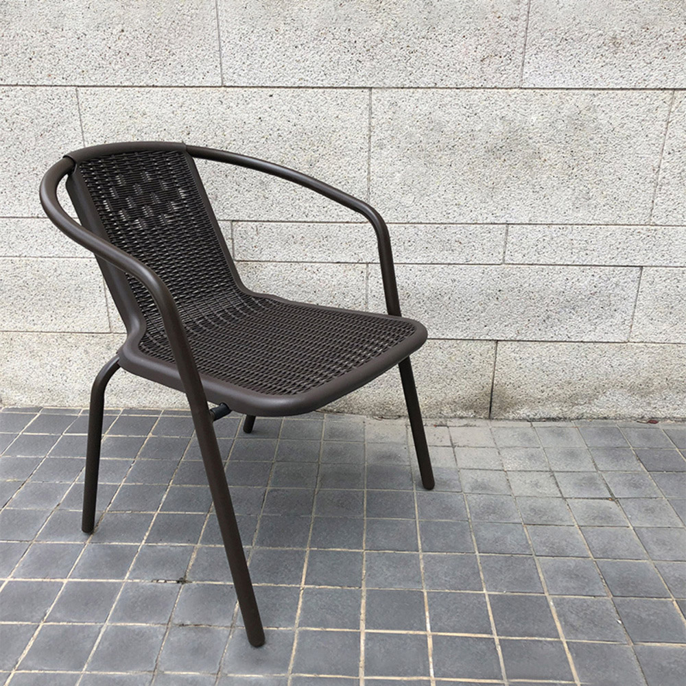 Living and Home Set of 2 Brown PE Rattan Stacking Garden Chair Wilko