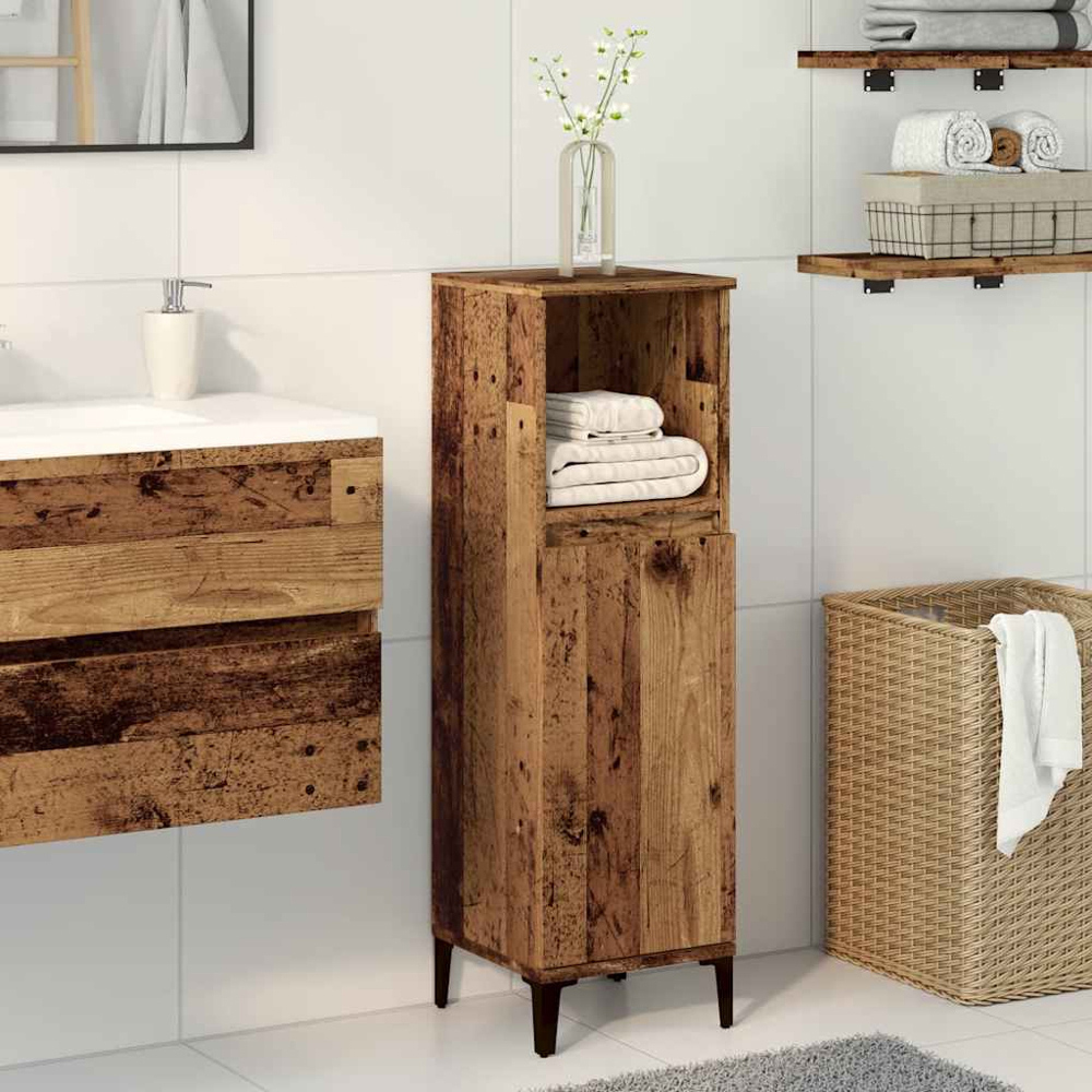 vidaXL Single Door Old Wood Bathroom Cabinet Image 9