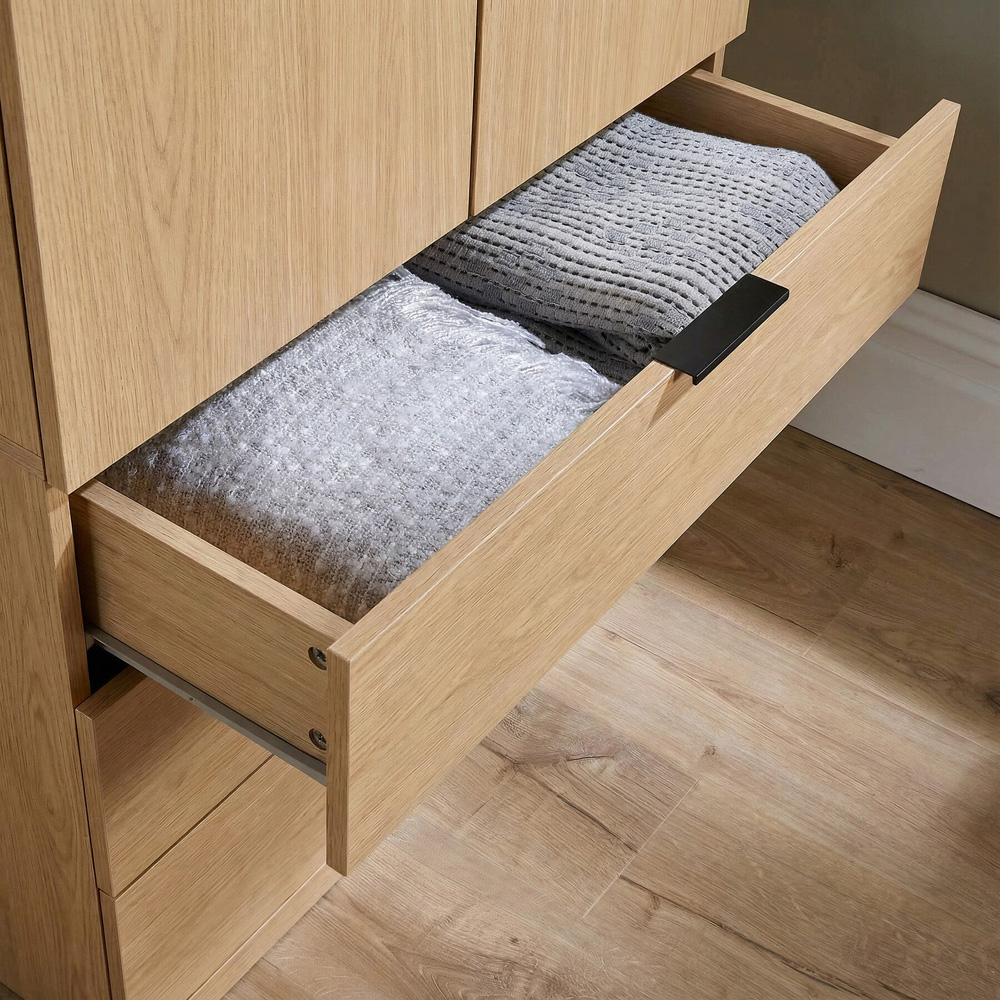 Home Source Phoenix 2 Door 3 Drawer Oak Effect Wardrobe Image 6