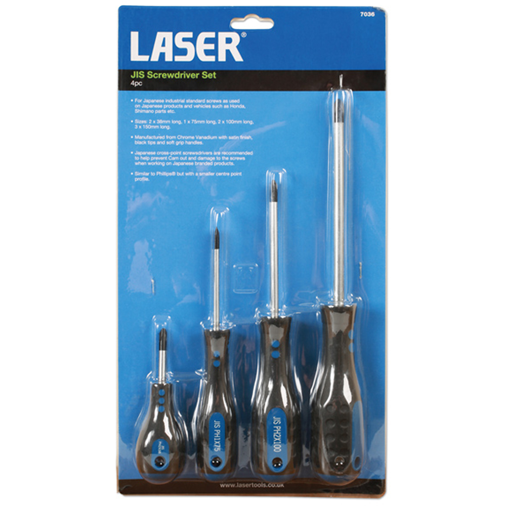 Laser 4 Piece Japanese Industrial Standard Screwdriver Set 4pc Image 5
