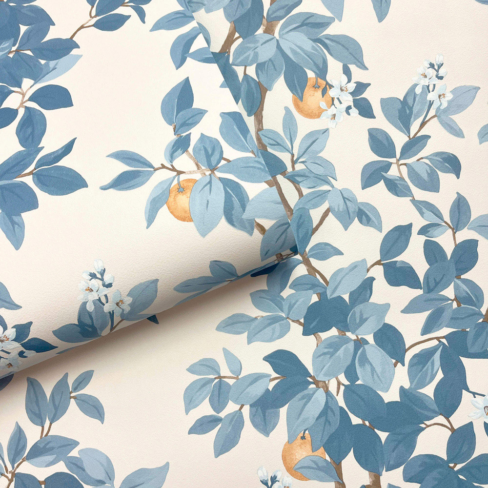 Holden Decor Orange Tree Blue and White Wallpaper Image 2