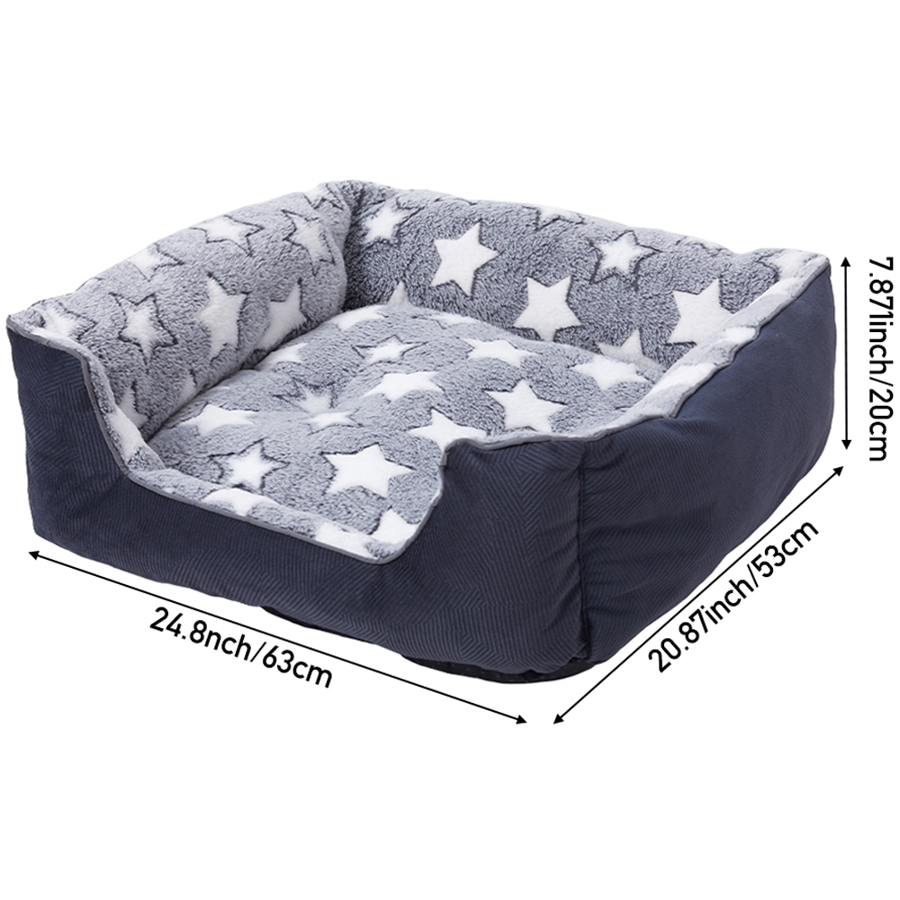 H&O Direct 63cm Star Print Soft Corduroy Pet Bed with Non Slip Bottom Image 5