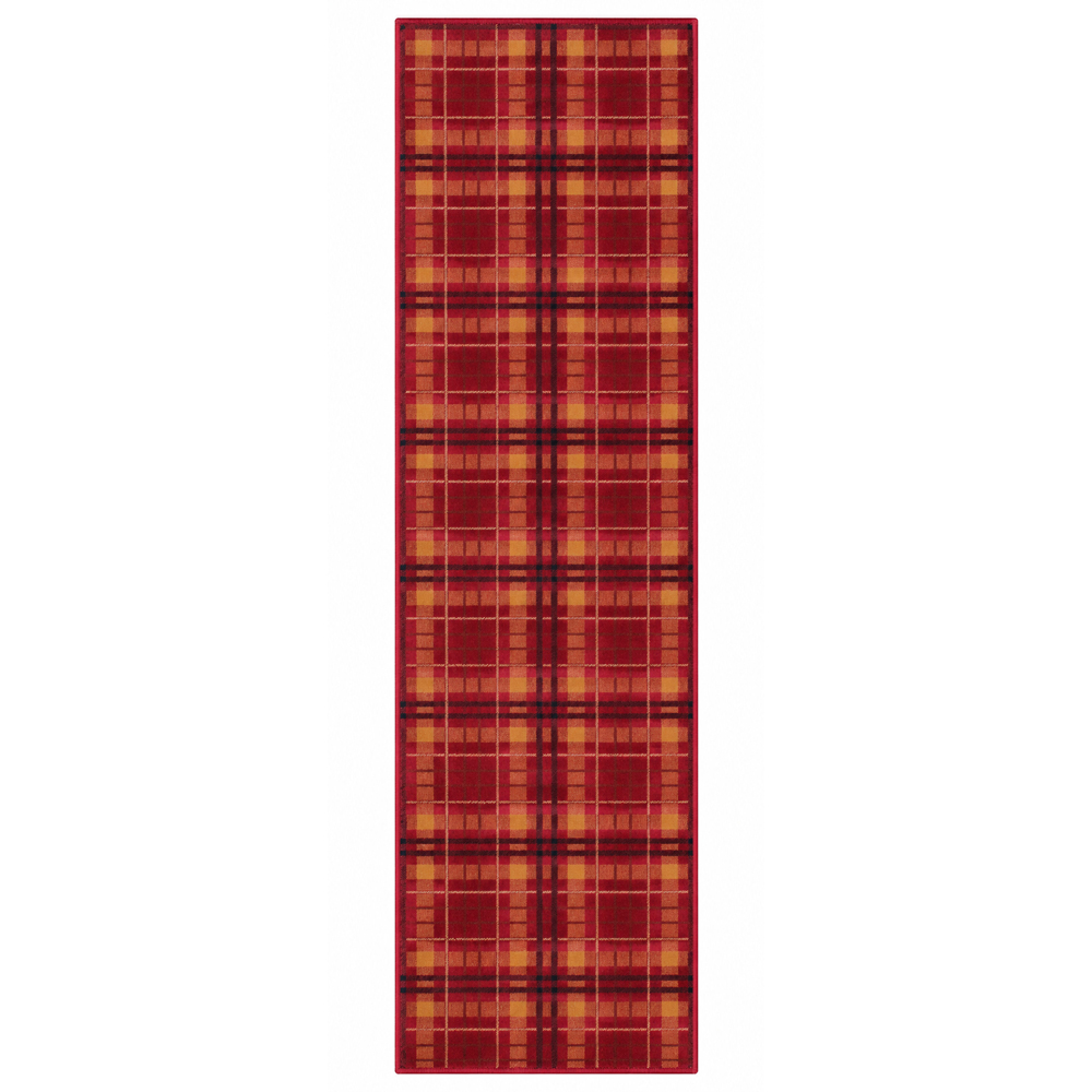 Portland Urco Red Tartan Check Runner Rug 80 x 300cm Image 2