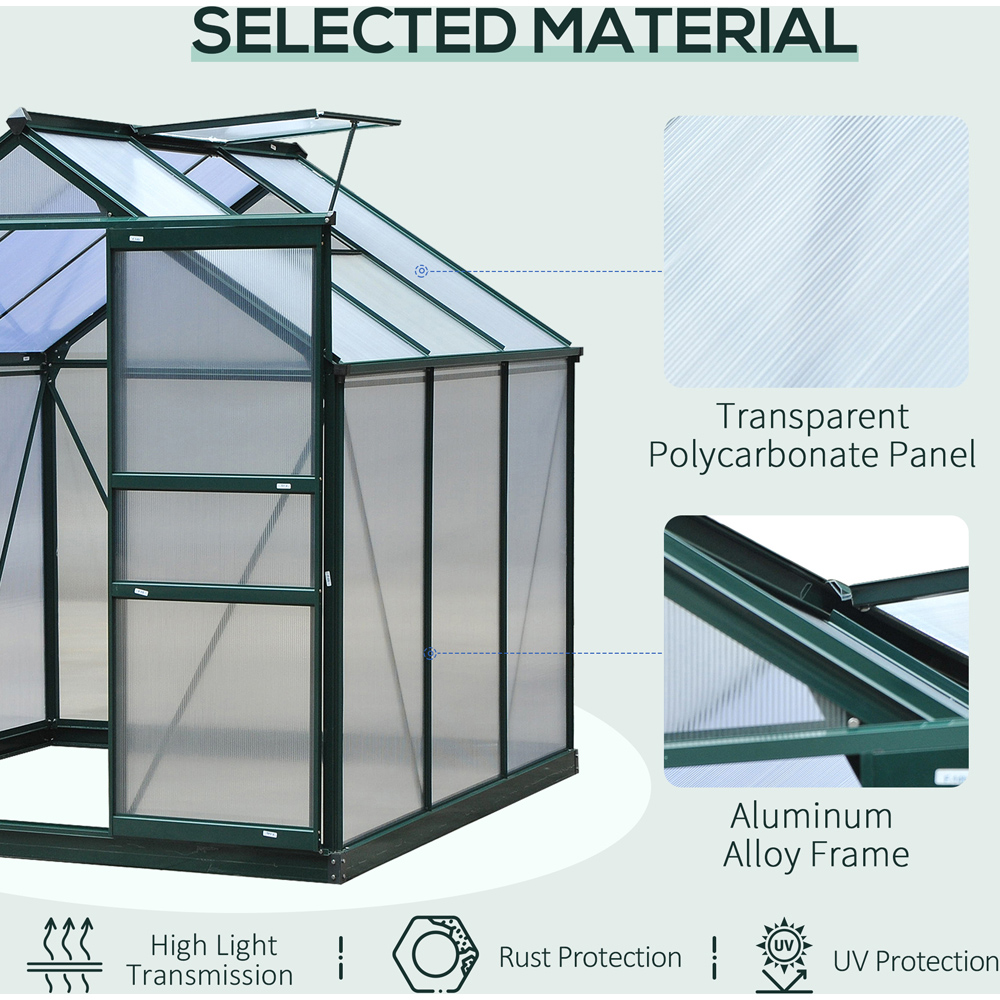 Outsunny 6 x 6ft Green Polycarbonate Greenhouse Image 5