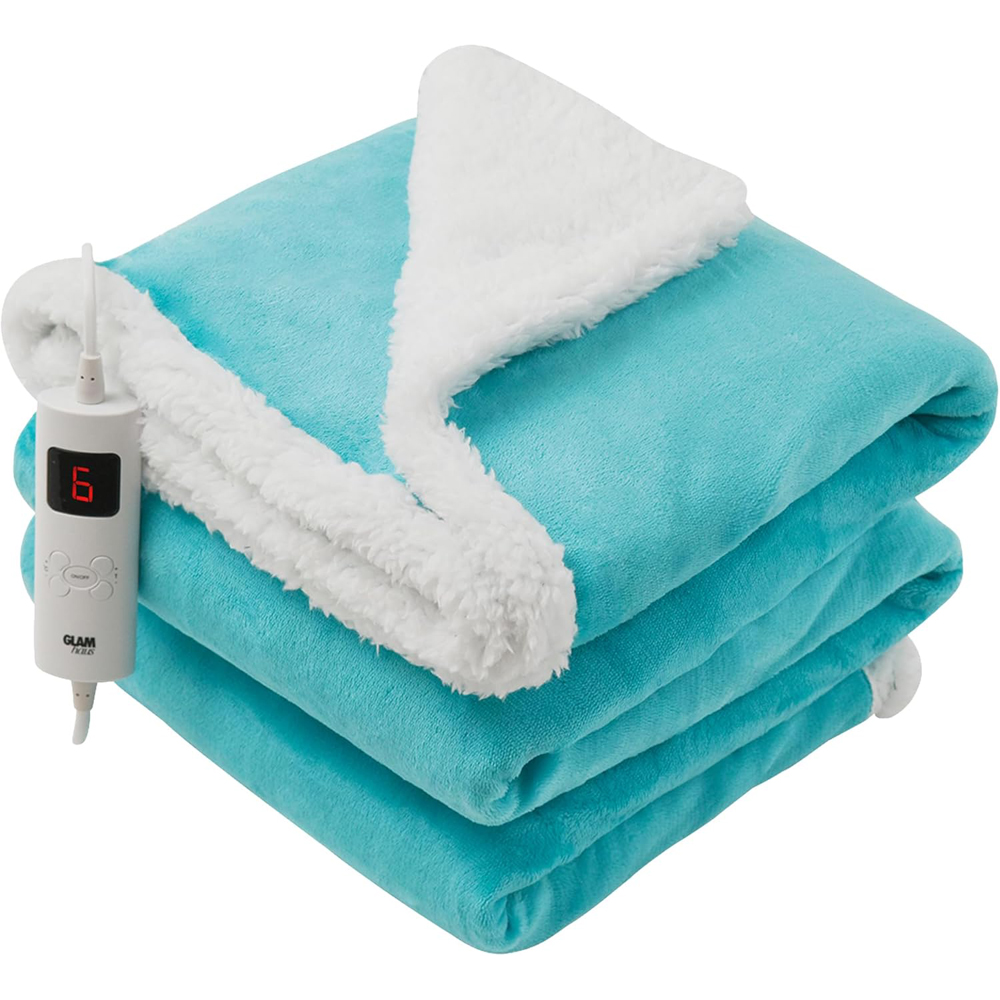 GlamHaus Scuba Blue Heated Blanket 160 x 130cm Image 1