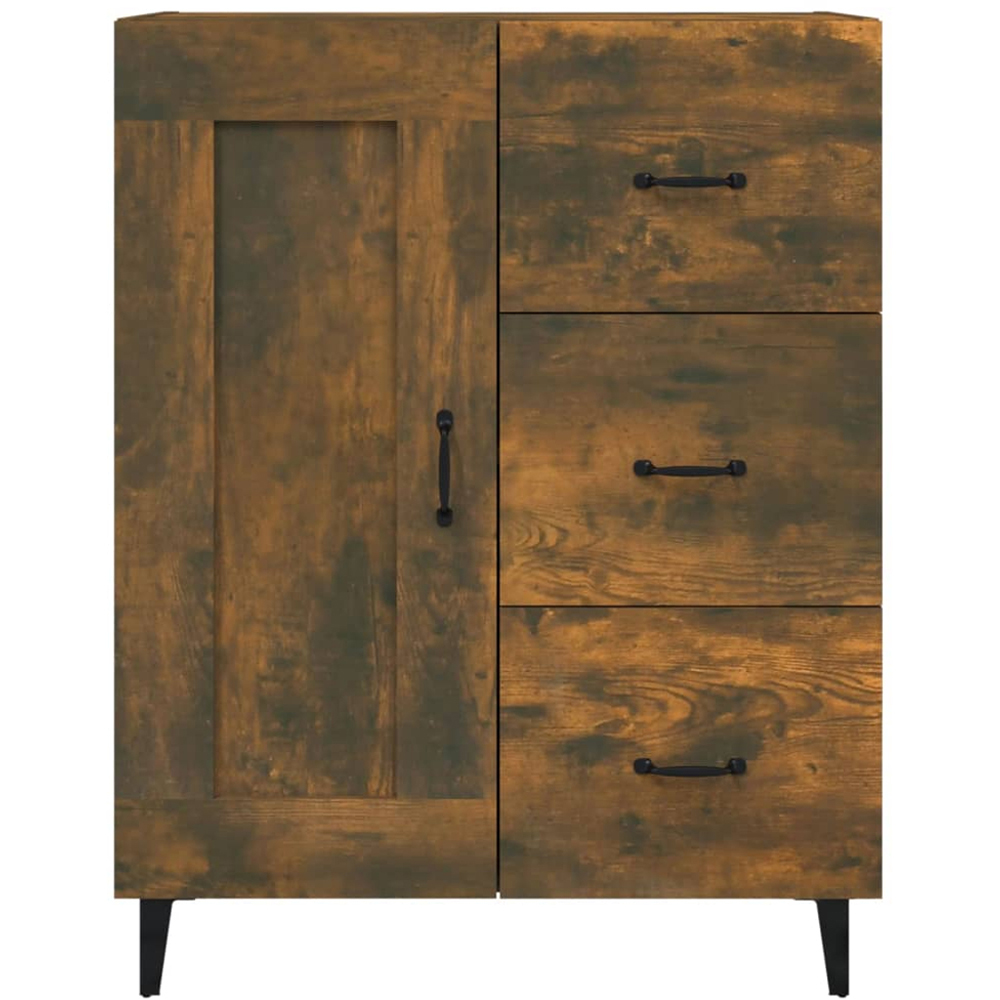 vidaXL Single Door 3 Drawer Smoked Oak Sideboard Image 7