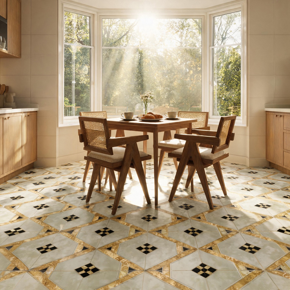 Living and Home Gold Self-Adhesive PVC Flooring Tile 10 Pack Image 8