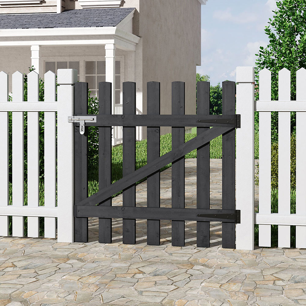 Living and Home Grey Vintage Pine Wood Garden Gate with Latch 914 x 914mm Image 2