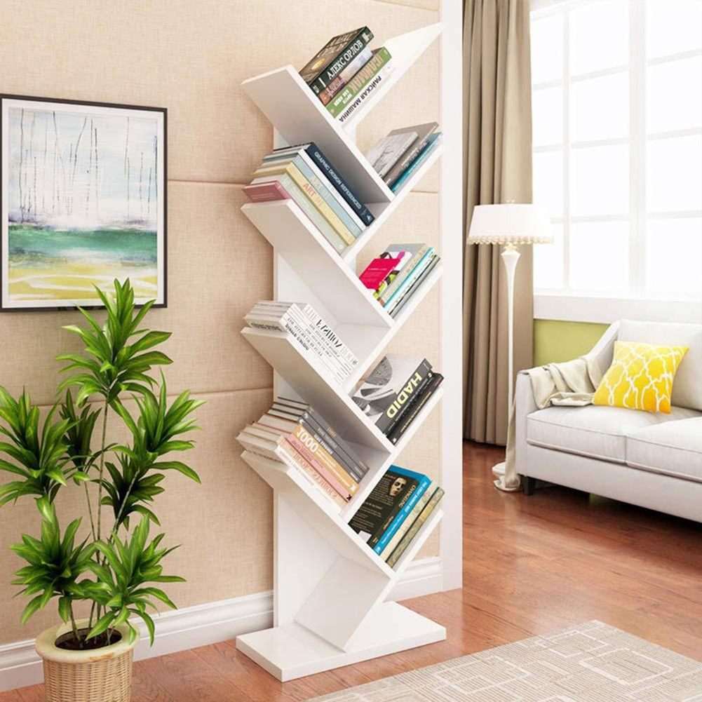 Living and Home 9-Tier White Tree-shaped Rustic Bookshelf Image 6