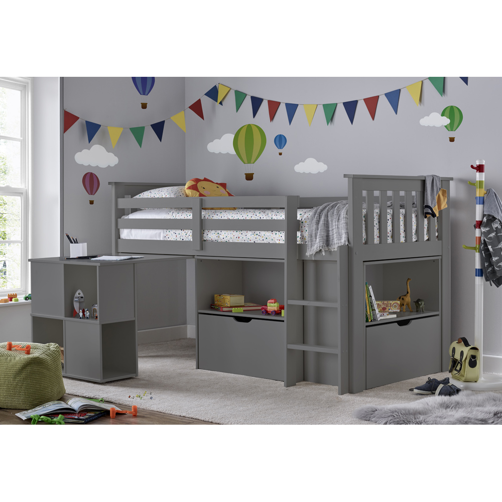 Milo Single Grey Sleep Station Desk Storage Bed and Spring Mattress Image 4