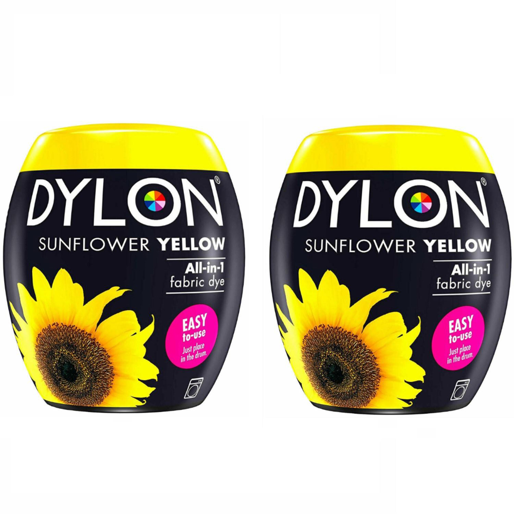 Dylon Sunflower Yellow Washing Machine Fabric Dye Pod 350g 2 Pack Image 1
