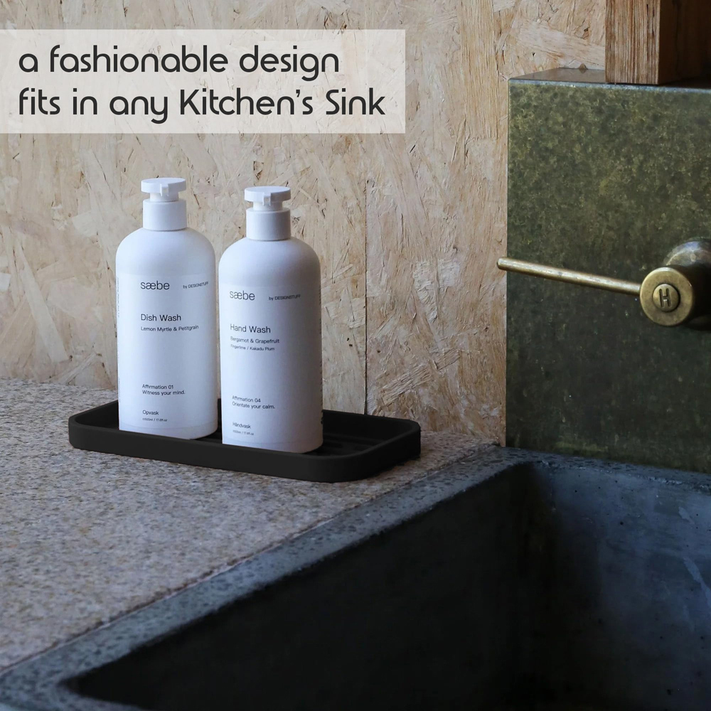ATEK Black Silicone Sink Tidy Caddy Soap Sponge Organiser Image 7