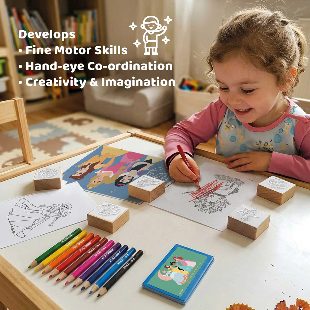 Multiprint Disney Princess Kids Travel Colouring and Stamp Set Image 6