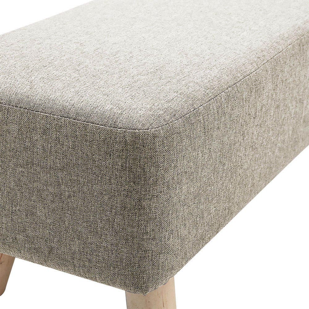 Living and Home Beige Rectangular Tofu-shaped Footrest with Wooden Legs Image 5