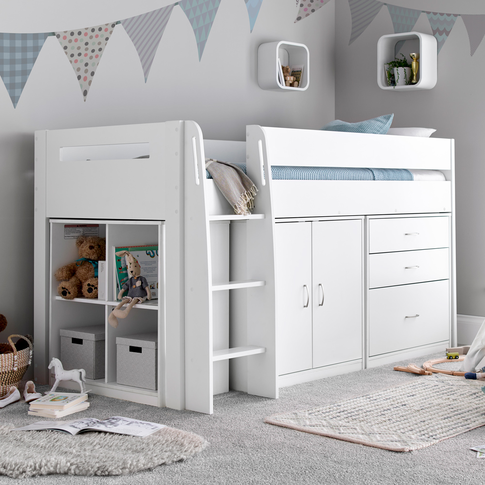 Bedmaster Lacy White Storage Mid Sleeper with Spring Mattress Image 1