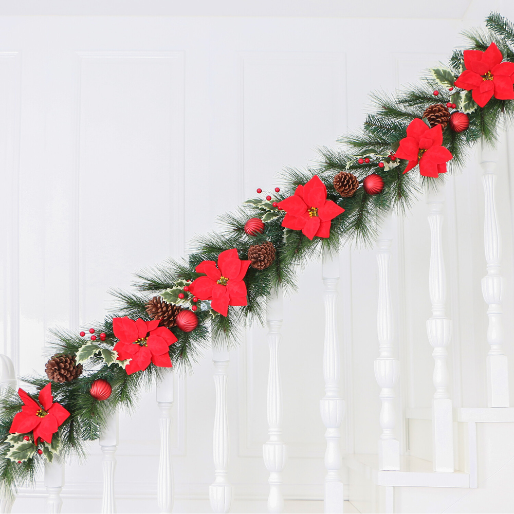 Red Poinsetta Garland Image 2