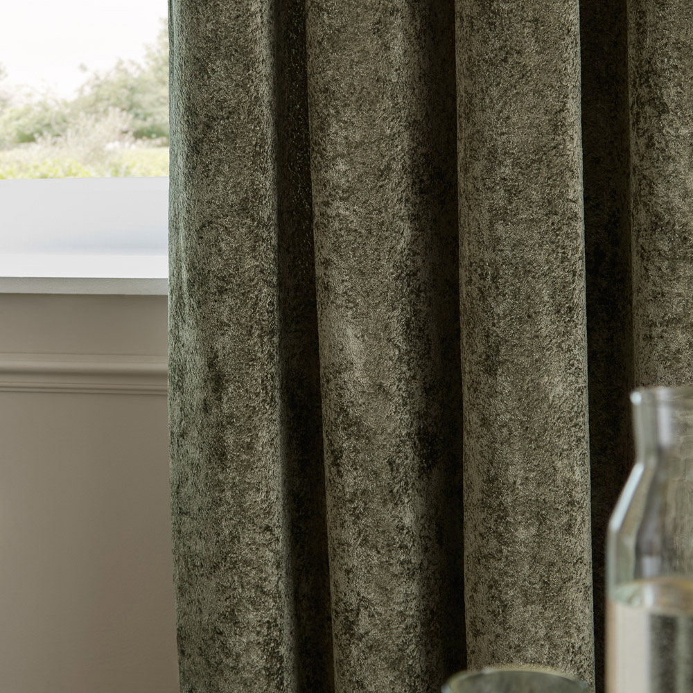 Paoletti Lustre Malachite Green Velvet Fully Lined Eyelet Curtains 168 x 229cm Image 4