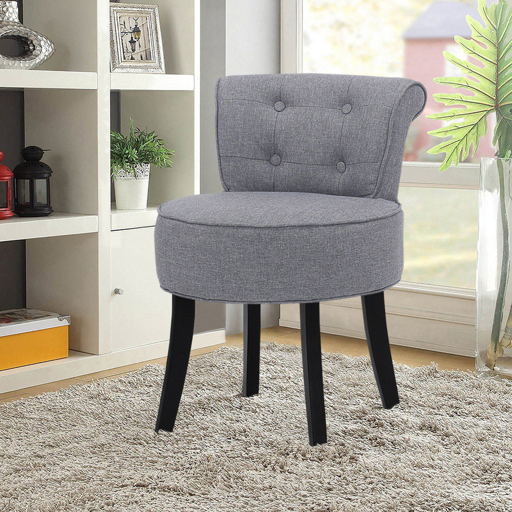 Living and Home Linen Buttoned Accent Chair Image 8