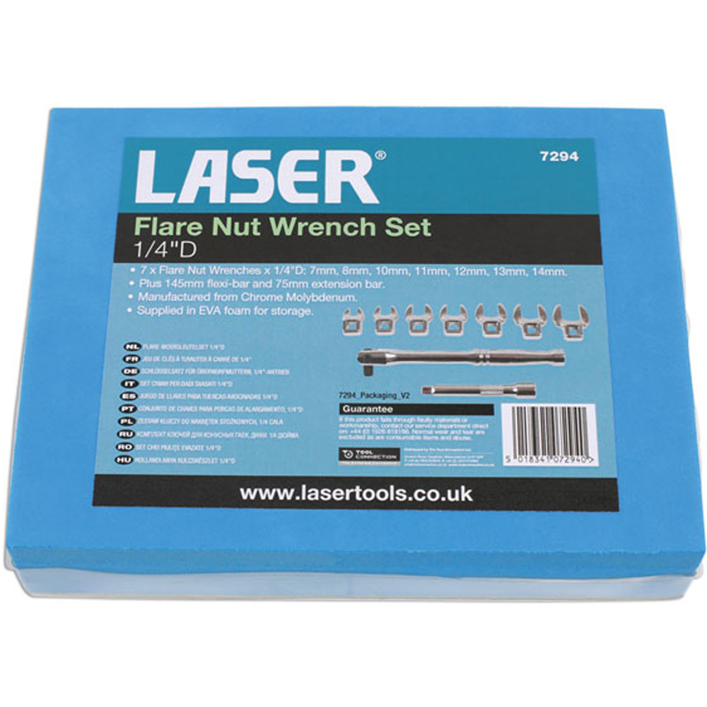 Laser 7294 9 Piece 1/4 inch D Flare Nut Wrench Set Image 6