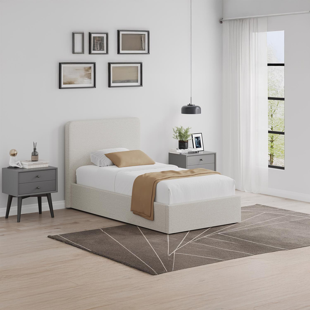 FWStyle Single Beige Upholstered Lift Up Ottoman Bed Frame Image 8
