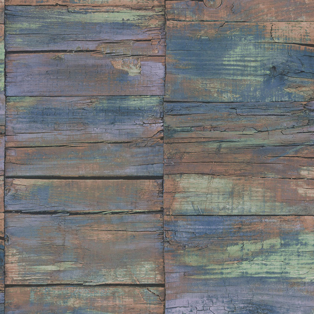 Galerie Grunge Wooden Sleeper Effect Multicolour Wallpaper Image 1