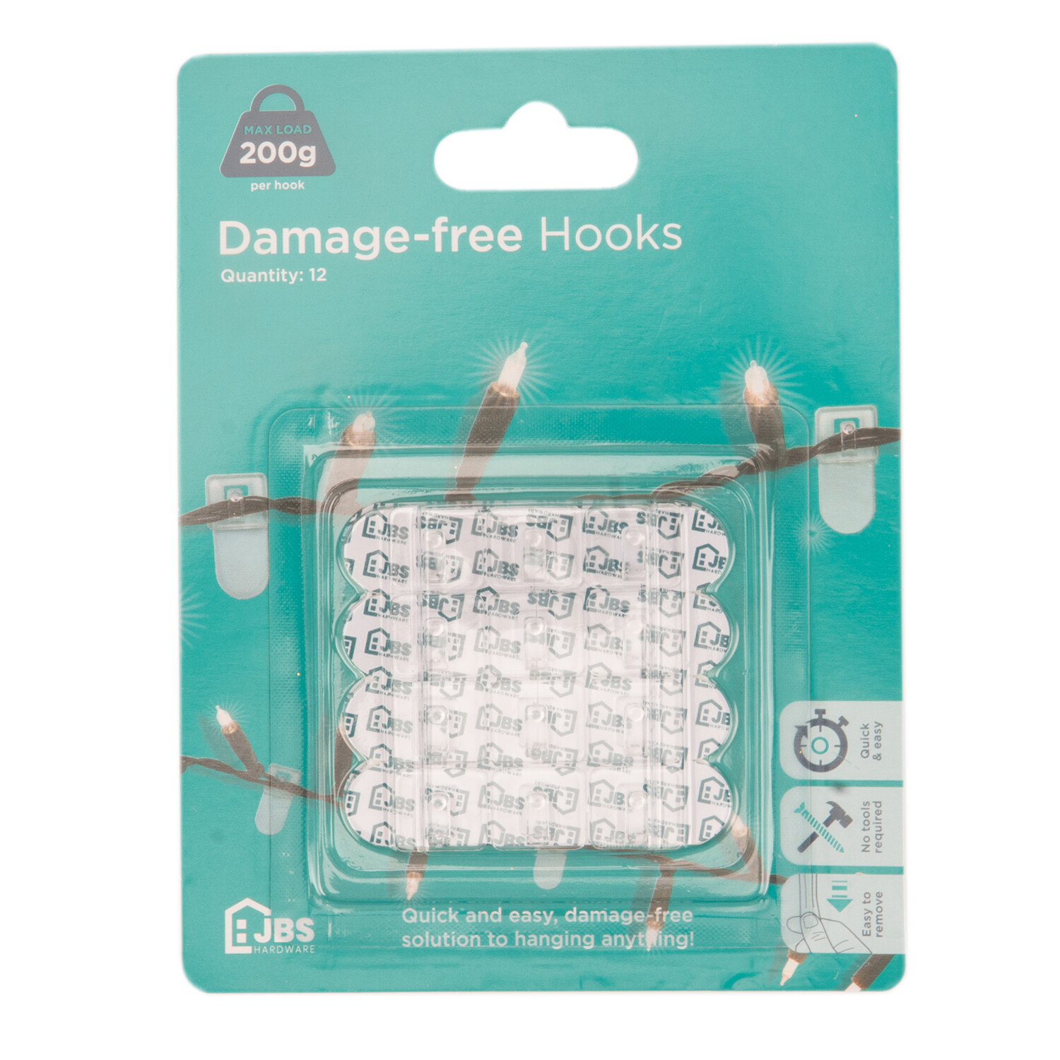 JBS Hardware No Damage Square Hook 200g Capacity 12 Pack Image