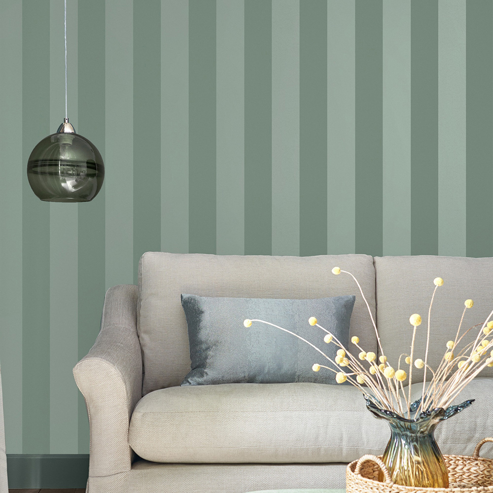Laura Ashley Pearlescent Stripe Jade Green Wallpaper Image 3
