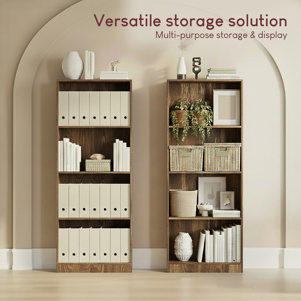 VIDA DESIGNS Cambridge 4 Shelf Dark Wood Large Bookcase Image 5