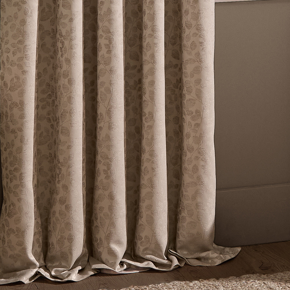 Wylder Grace Leaf Taupe Jacquard Fully Lined Pencil Pleat Curtains 117 x 183cm Image 5