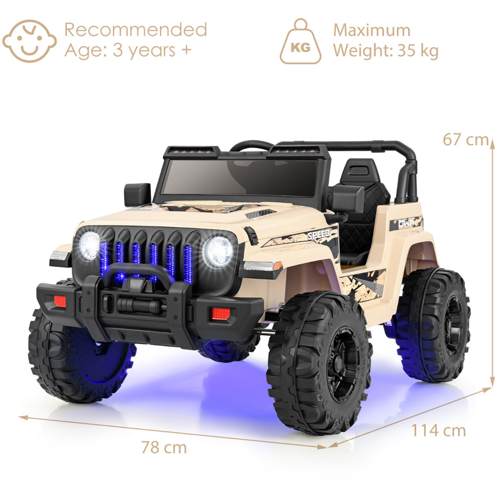 Costway Kids Khaki Ride On Truck with 2.4G Remote Control and Music 12V Image 7